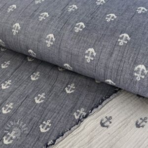 Dvojitá gázovina/mušelín JACQUARD Anchor 2-side faded gray navy - muselin, mušelín, mušelín metráž, dvojita gazovina, mušelin, mušelin latka, muselin latka, dvojita gazovina muselin, gazovina latka, bavlnený mušelín, takoy muselin, bubulakovo muselin, trojita gazovina, mušelín cena, latky muselin, bavlneny muselin, dvojita gazovina metraz, gazovina muselin, muselin vzorovany