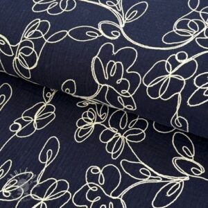 Dvojitá gázovina/mušelín EMBROIDERY Climbing flowers navy - muselin, mušelín, mušelín metráž, dvojita gazovina, mušelin, mušelin latka, muselin latka, dvojita gazovina muselin, gazovina latka, bavlnený mušelín, takoy muselin, bubulakovo muselin, trojita gazovina, mušelín cena, latky muselin, bavlneny muselin, dvojita gazovina metraz, gazovina muselin, muselin vzorovany