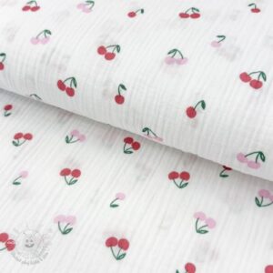 Dvojitá gázovina/mušelín Fruits cherry white - muselin, mušelín, mušelín metráž, dvojita gazovina, mušelin, mušelin latka, muselin latka, dvojita gazovina muselin, gazovina latka, bavlnený mušelín, takoy muselin, bubulakovo muselin, trojita gazovina, mušelín cena, latky muselin, bavlneny muselin, dvojita gazovina metraz, gazovina muselin, muselin vzorovany